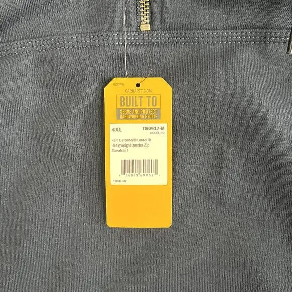 Carhartt Rain Defender Paxton Heavyweight 1/4 Zip Hoodie Sweatshirt Mens 4XL NWT - Picture 4 of 12